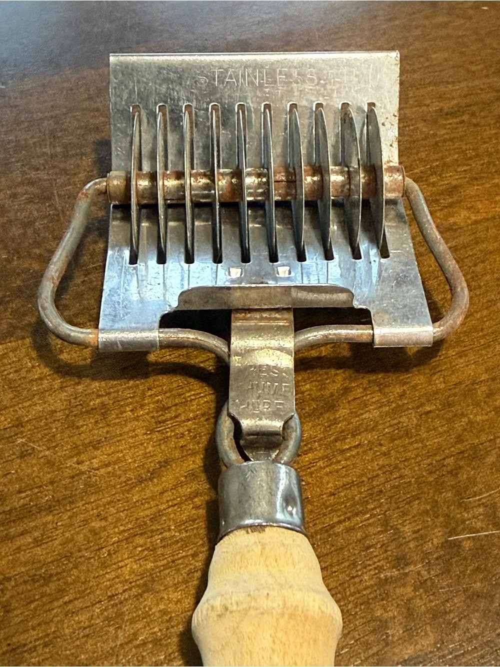 Vintage Stainless Steel Noodle Pasta Cutter 10 Blade Wood Handle